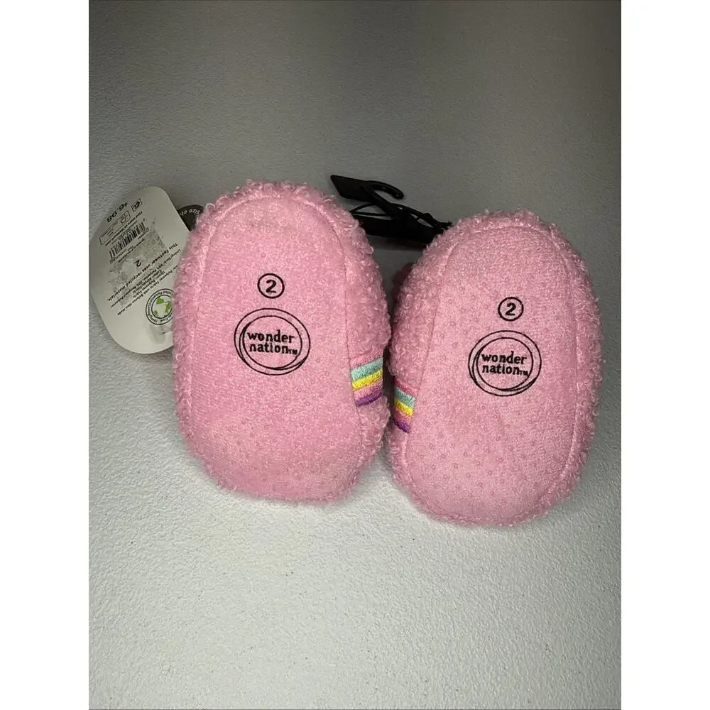 Wonder Nation Baby Girl Rainbow Slippers Pink, Size 2
